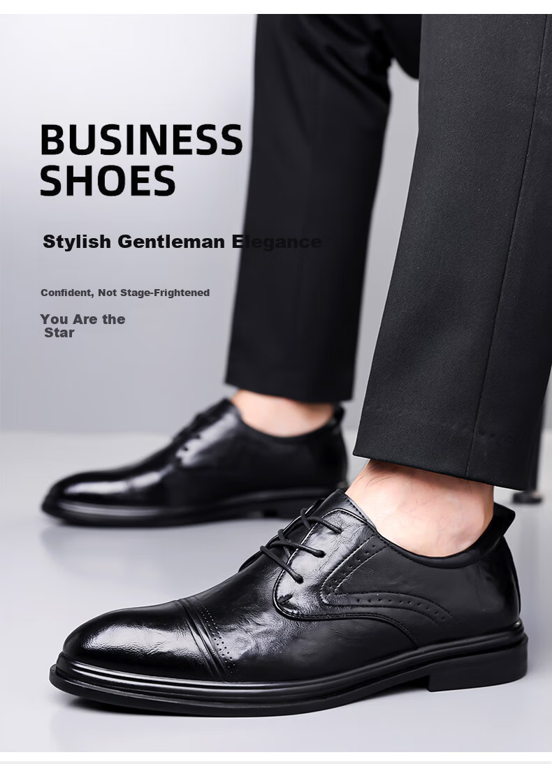 MEXICAN Men's Business Casual Leather Dress Shoes Derby Wedding Shoes Black Size 39 4