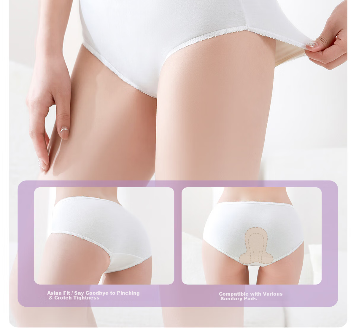 Freego Disposable Women's Cotton Sterile Postpartum Maternity Travel Antibacterial Underwear White L Size 20 Pieces 20