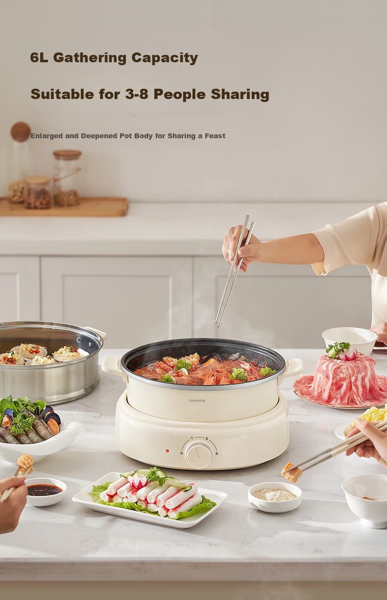 Joyoung ZMD Safety Series Electric Hot Pot IH Heating Multifunctional Cooker 2200W Power Electric Cooking Pot Detachable 6L Large Capacity HG60-G720 10
