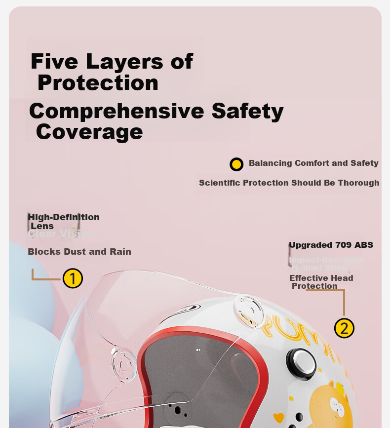 YEMA 3C Certified Children's Helmet Boys Girls All-Season Electric Motorcycle Safety Helmet Ages 3-12 Autumn Winter 3/4 Helmet 268S Elegant Blue 7