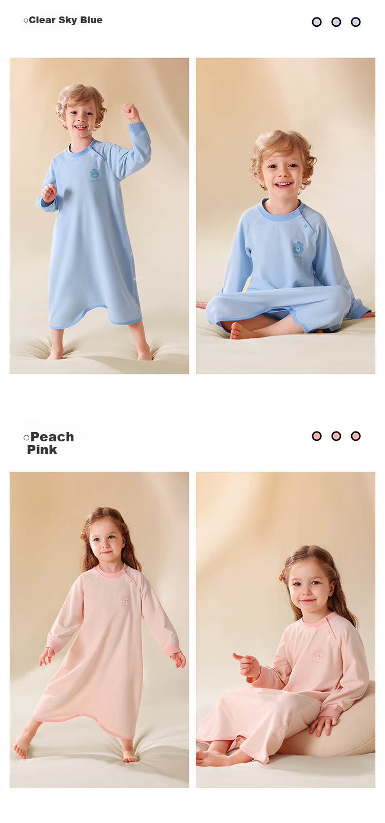 Betis Baby Spring and Autumn New Cotton Pajamas Four Seasons Universal Infant Sleep Gown Anti-Kick Blanket Belly Protection Robe 12