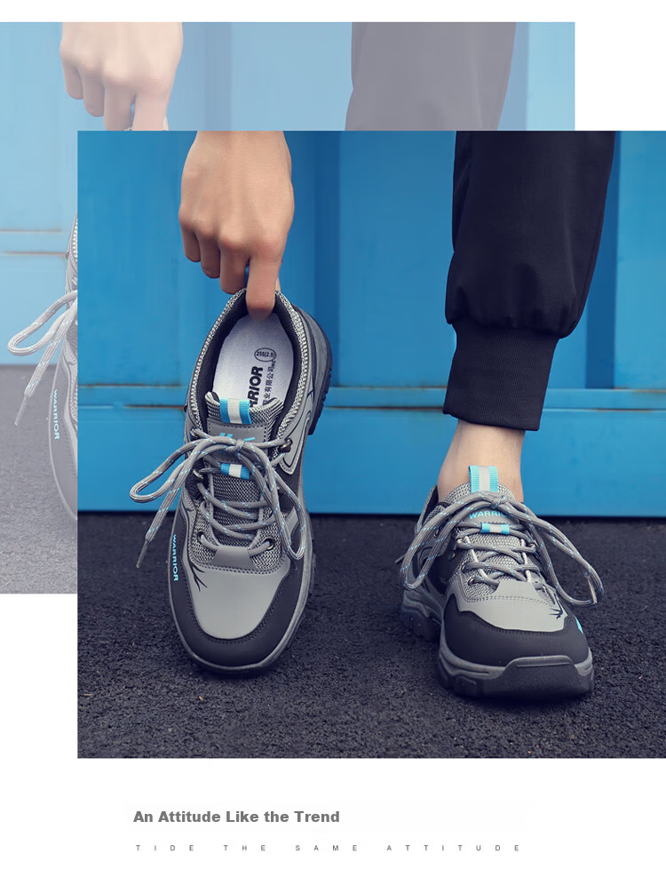 Warrior Men's Summer Breathable Work Office Sports Casual Non-slip Wear-resistant Safety Dad Shoes Black/Grey/Blue 43 16