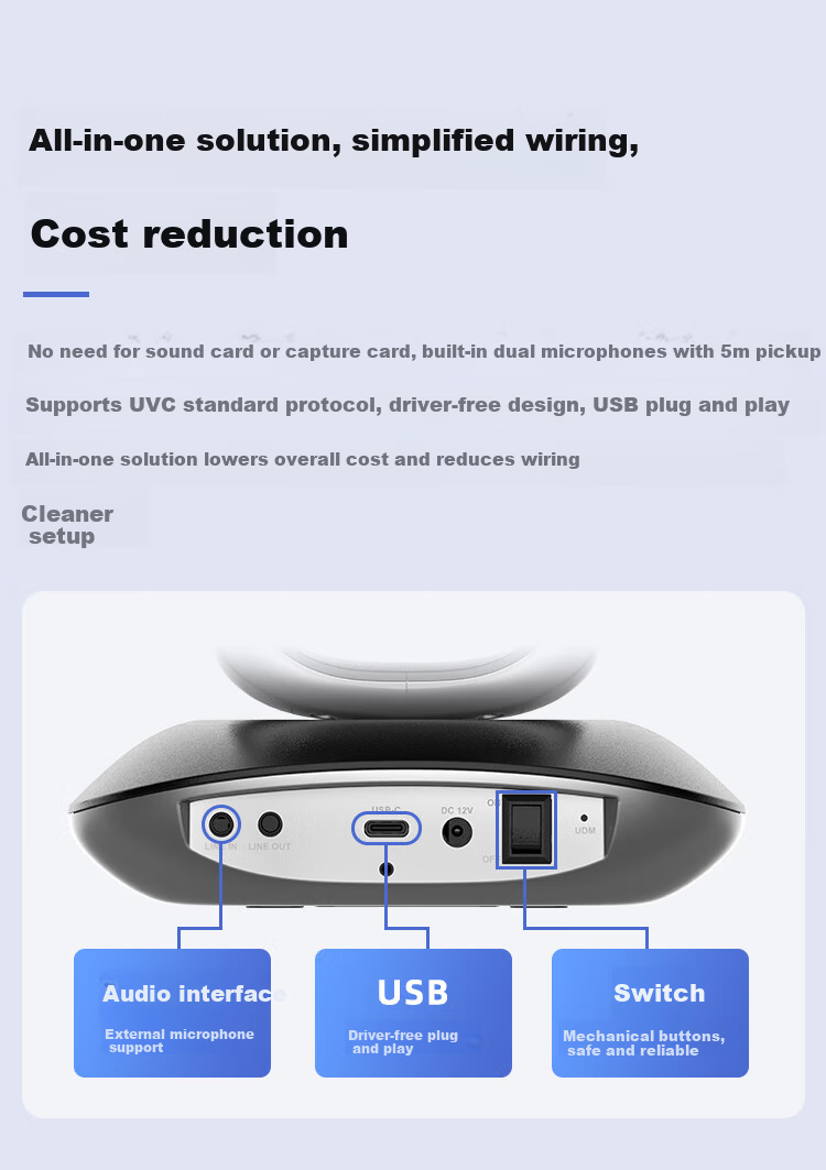 HIKVISION Video Conference Camera 4K HD Auto Focus 48x Zoom PTZ Remote Video Conference Solution U108 Pro 7