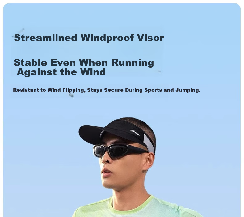 Li-Ning Unisex Open-Top Cap Spring Summer Sun Protection Quick-Dry Sweat-Absorbent Outdoor Marathon Tennis Hat Black 6