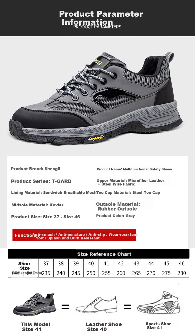 SHENGLI Safety Shoes for Men, Anti-Smashing, Puncture-Resistant, Breathable Work Boots 3350 Size 42 13