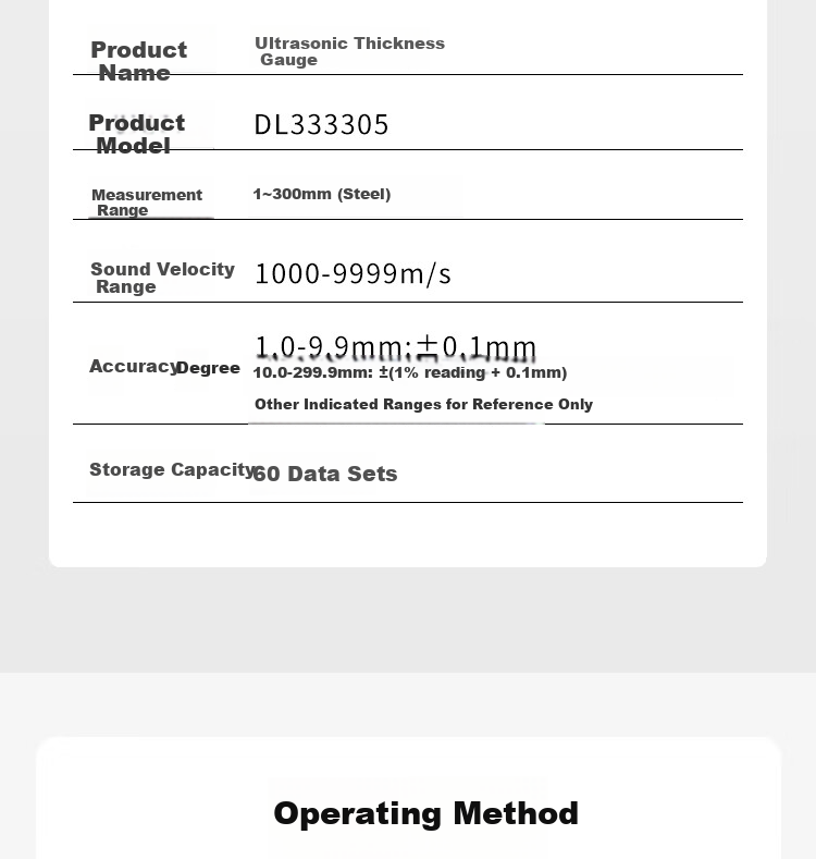 Deli Ultrasonic Thickness Gauge High Precision Steel Pipe Iron Plate Glass Plastic Ceramic Copper Aluminum Thickness Meter 1~300mm 15