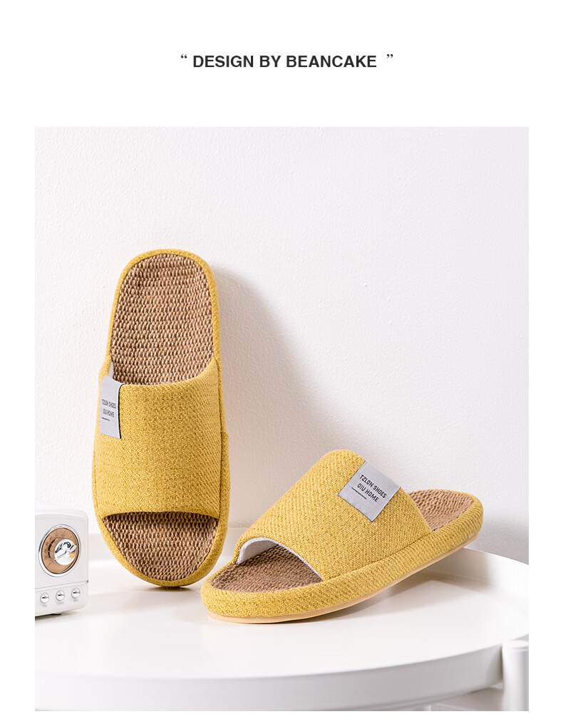 TZLDN Women's Indoor Linen Slippers Summer Couple Home Cotton Linen Japanese Style Cool Slippers 11