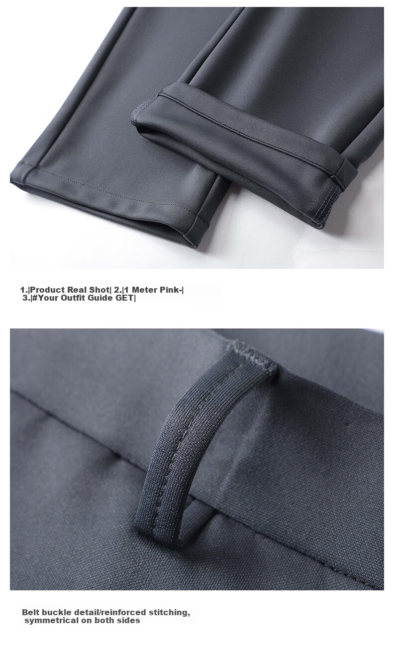 ROMON Elastic Shape-Retaining Casual Pants Men's Business Straight-Leg Sports Work Pants Wrinkle-Resistant Suit Trousers for Young and Middle-Aged Men 24