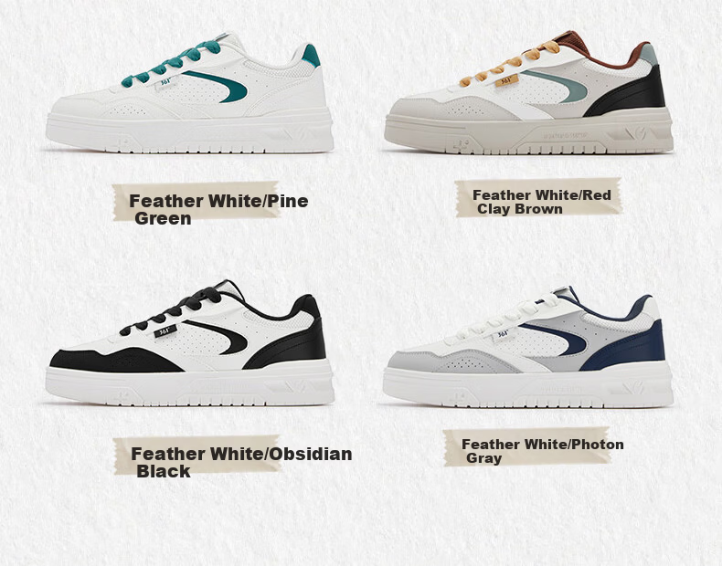 361° Men's Sports Shoes Spring Summer New Retro Leather Basic White Casual Sneakers 672616619-5 5