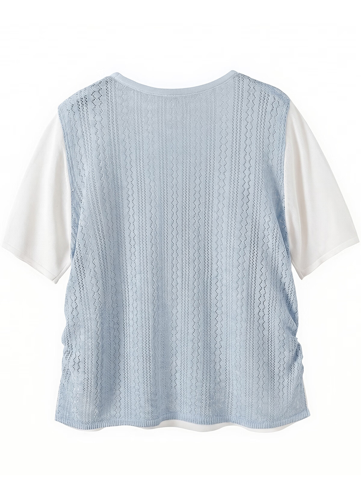 Ta Chi Lyocell Linen Short Sleeve T-Shirt Women 2026 Summer New Fashion Fake Two-Piece Knit Top 24