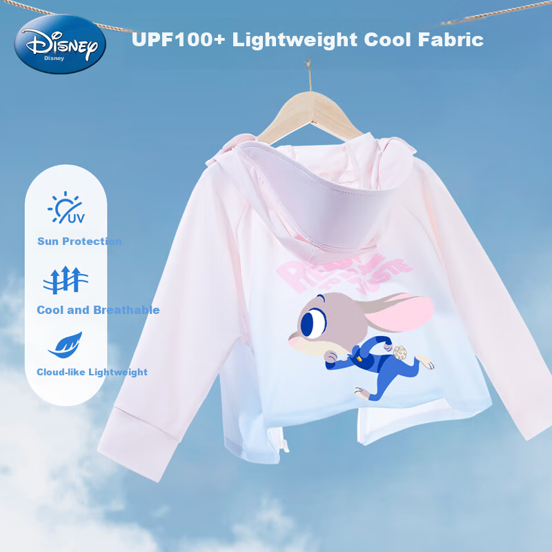 Disney Girls' Summer Ice Silk Sun Protection Jacket Children's UV Protection Coat PBZPY0024 Pink Blue 140