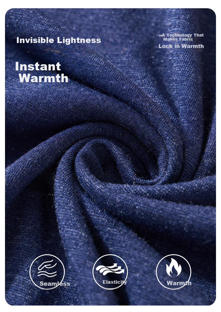 LangSha Men's Acrylic Thermal Seamless Round Neck Breathable Thin Warm Base Layer Set 7