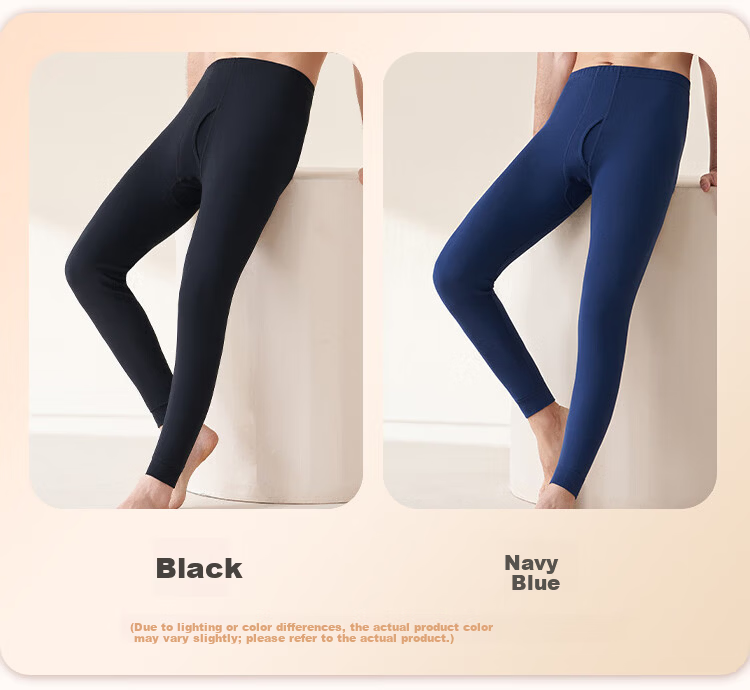 Yiershuang 100% Cotton 10A Antibacterial Men's Thermal Soft Cotton Long Johns Autumn Winter Base Layer 2-Pack 9