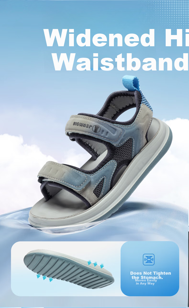 BIG WASP Boys' Summer Beach Sandals Open Toe Sandals D332523533 Gray Sky Blue Size 33 2