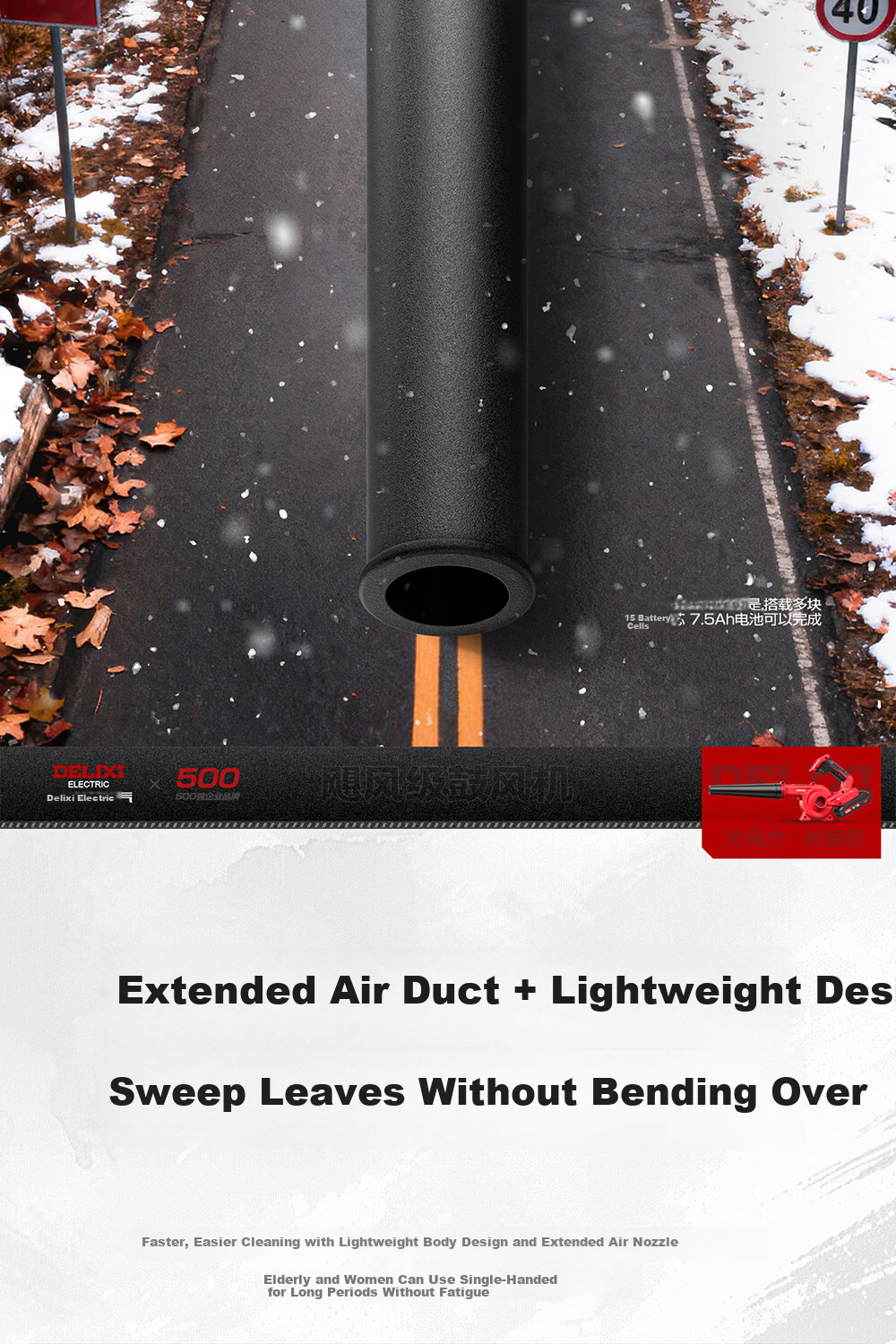 DELIXI ELECTRIC Lithium Battery Blower Snow Blower Dust Removal Household Electric Blower Tool 22
