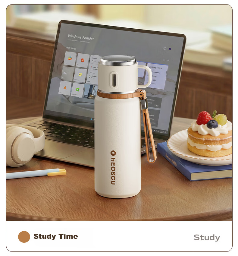 HEOSCU Large Capacity Insulated 316 Stainless Steel Water Bottle Tea Separation Steeping Cup Portable with Lid for Men and Women 16