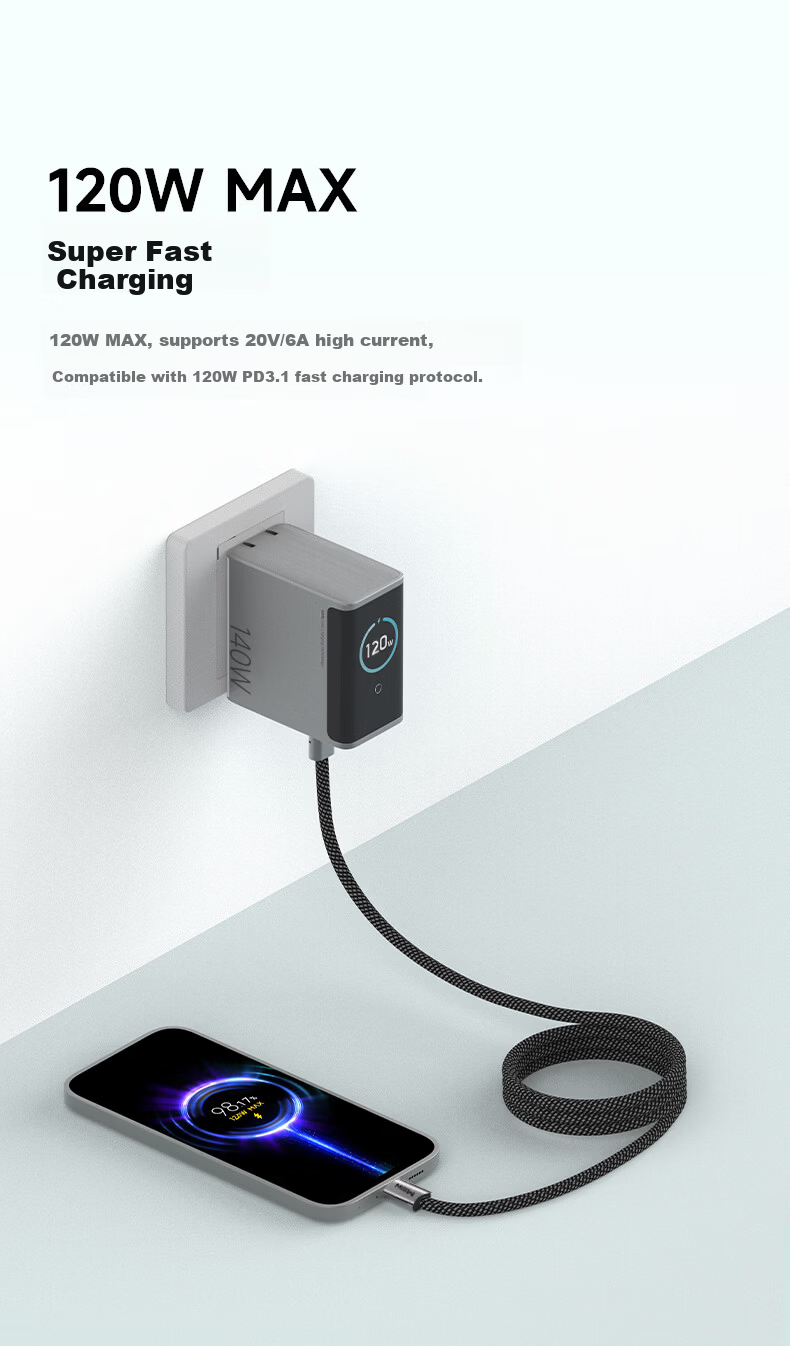MIIIW Magnetic Type-C Data Cable 120W 6A CTC Fast Charging Cable Compatible with Apple 17/16, Xiaomi, Huawei, iPad, Laptop 1.5m 8