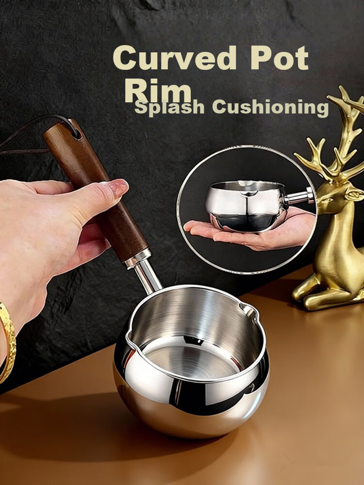 SSN Thickened 304 Stainless Steel Oil Pouring Pot for Heating Oil, 10cm 4