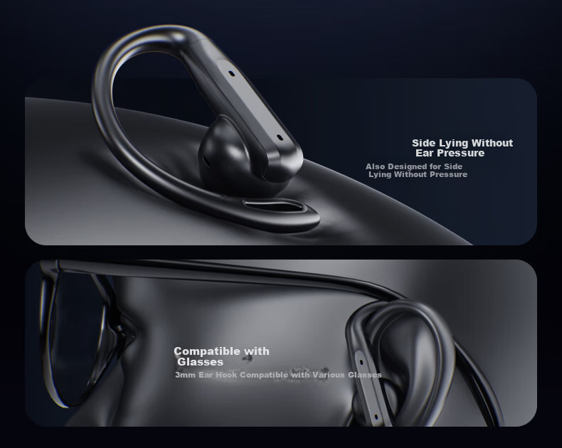 Chuangu 2025 Latest Top Model Bluetooth Bone Conduction Open-Ear Sports Running Headphones Long Battery Life Noise Cancelling 3