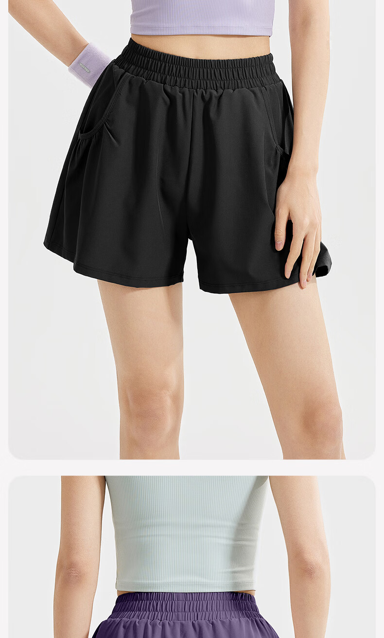 MINISO Sports Shorts M Recommended Weight 95-105 Jin Starry Black Peach Pleated Shorts 7