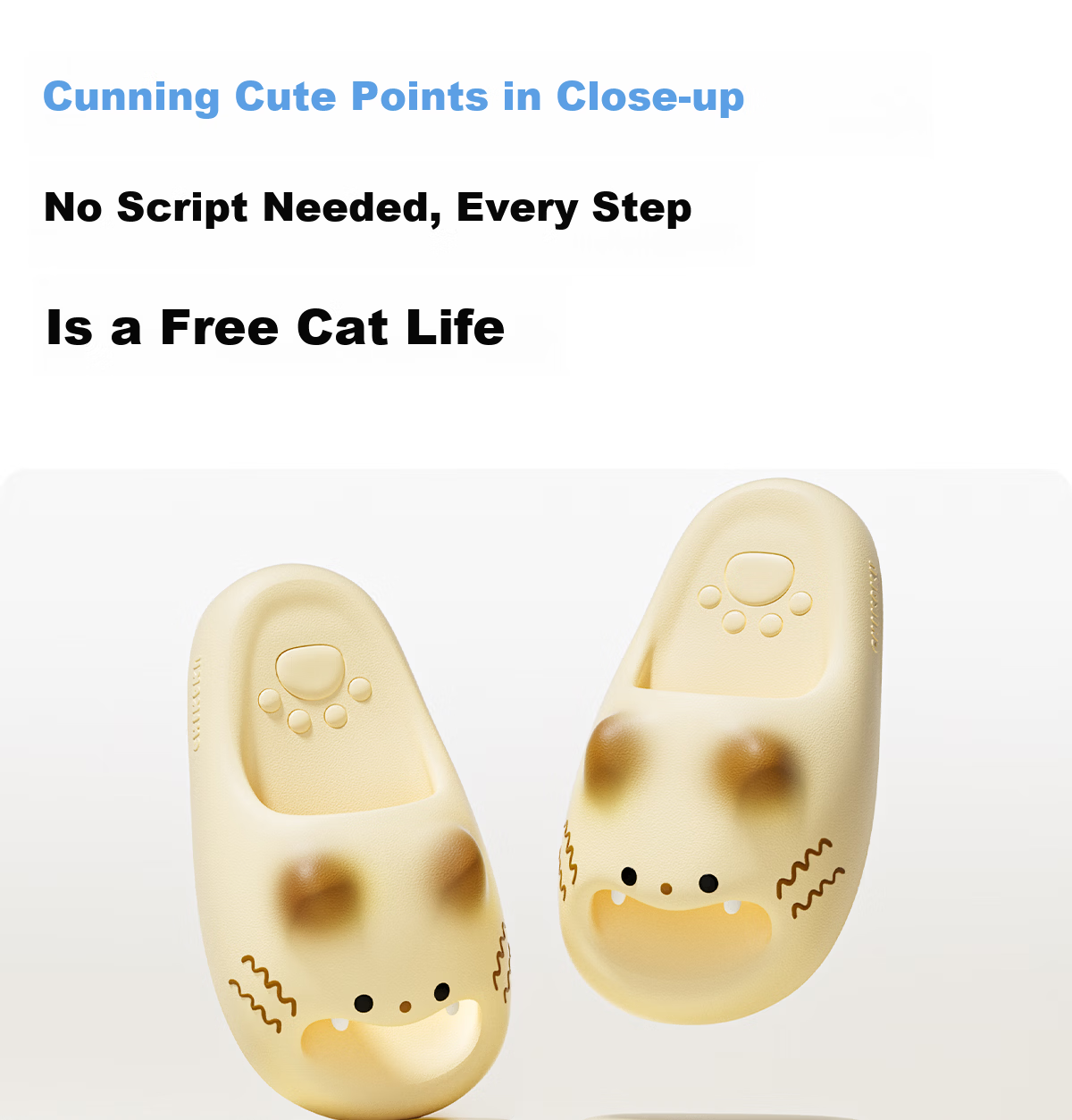 Chikoku Cute Cartoon Cat Paw Slippers Women's Summer New Thick Sole Home Non-Slip EVA Couple Sandals Men's Summer 6