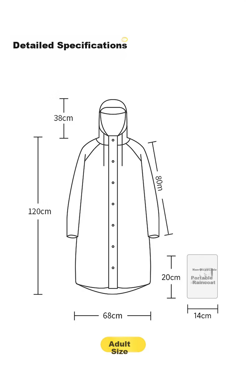 Liomirror Disposable Thickened Portable Raincoat Anti-Storm Rain Poncho with Hood Brim Long Children's Yellow Raincoat for Electric Vehicles 18