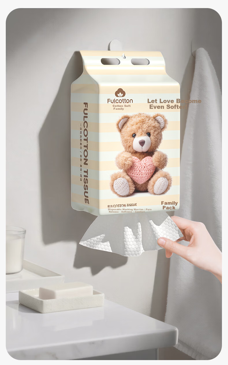 FulCotton Full Cotton Soft Wipes Dual-Use Dry and Wet Hanging Thick Facial Towels 210 Sheets*1 Pack 16