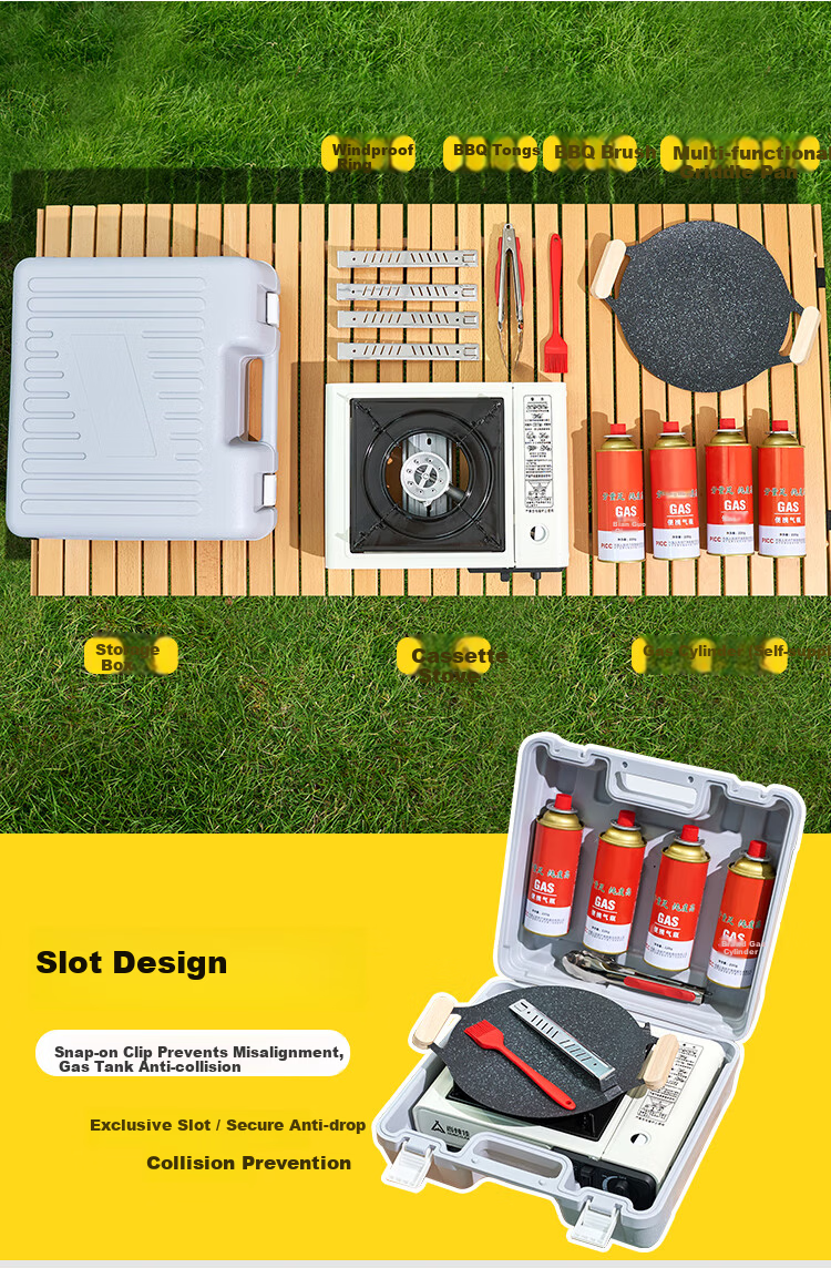 Suncojia Outdoor Cooking Stove Set Portable Gas Stove High Flame Infrared Windproof Picnic Gas Canister Stove 4