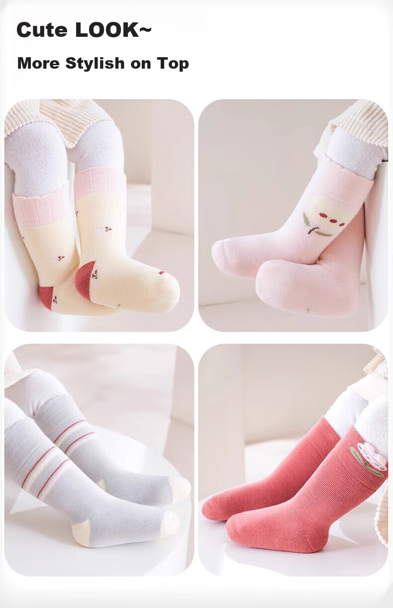 Mianqixiong Baby Socks Pure Cotton Mid-Calf Infant A-Class Autumn Winter Non-Restrictive Girls Children's Cotton Socks - H041-M 17