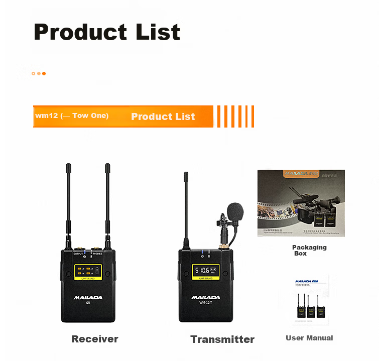 Mailada WM12S Wireless Lavalier Microphone UHF Wireless Mic Interview Lapel Mic Live Streaming Audio Equipment DSLR Camera Recording Microphone Mobile Phone Microphone 18