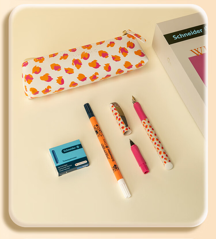 Schneider Qixi Festival Gift Pen and Ballpoint Pen Dual Nib Gift Box Wilderness Theme Student Calligraphy Adult Signature Erasable Ink Pen F Nib - Pink Mist Zebra 17