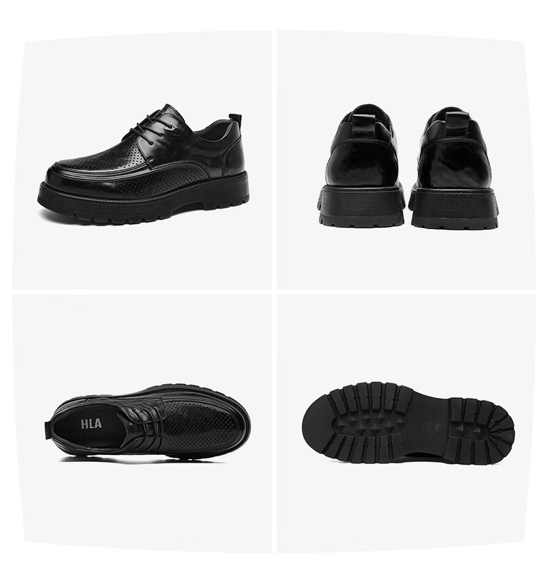 HLA Men's Business Casual Height Increasing Breathable Work Shoes HAAGZM2DBI044 Black Size 38 19