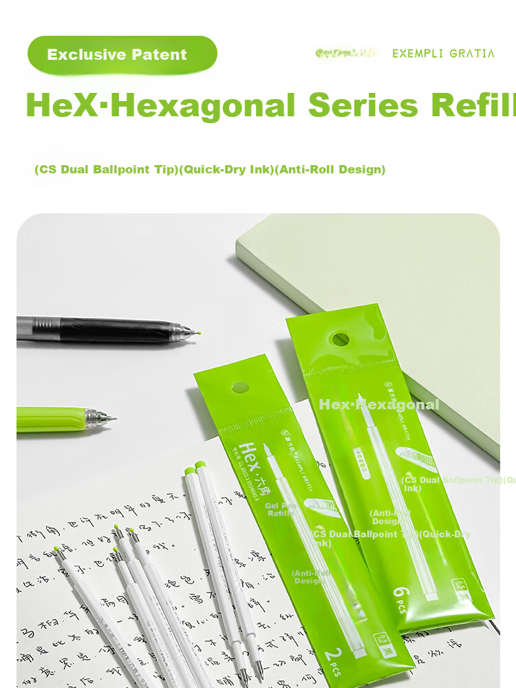 Class 3-2 Hexagonal 0.5mm Gel Pen Refills CS Tip 6-Pack 1