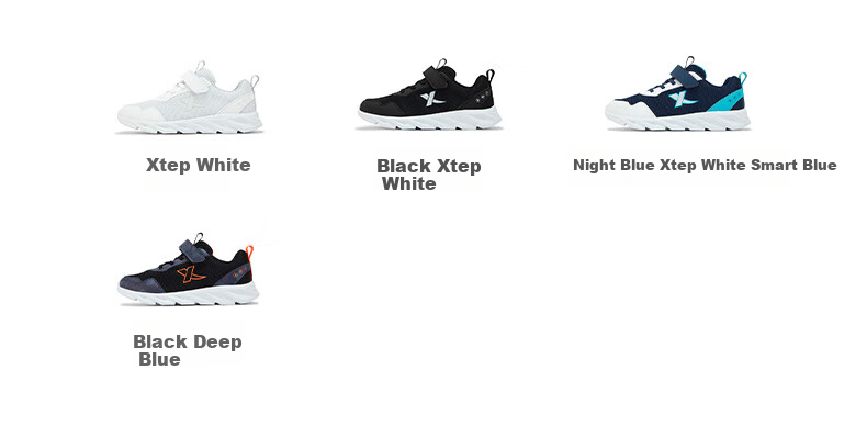 XTEP Kids Basic Sports Shoes Student Campus Versatile Velcro Running Shoes Black/XTEP White Size 35 10