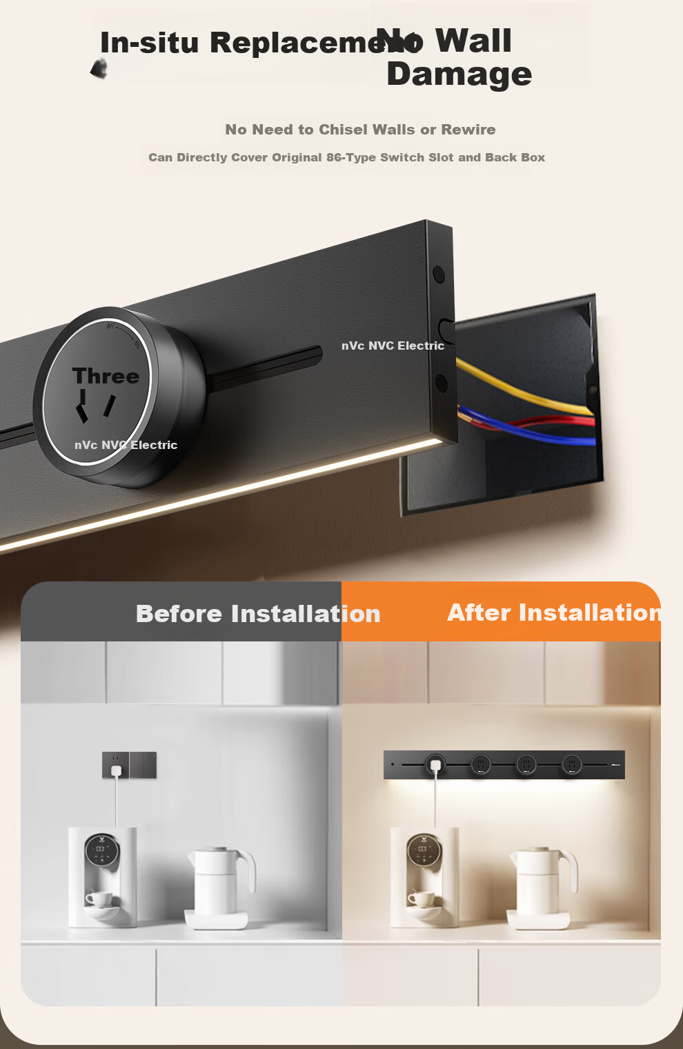 NVCleishidiangong Track Socket, Motion Sensor Light, Movable Surface-Mounted No-Drilling, 750mm+4 Five-Hole, DP12 Series Black 10