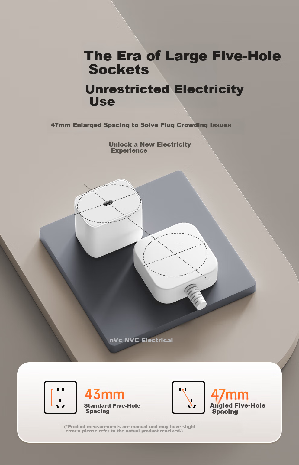 NVC Lighting Switch Socket Matte Large Panel 16A Three-Prong Wall Socket Panel N25 Berlin Gray 11
