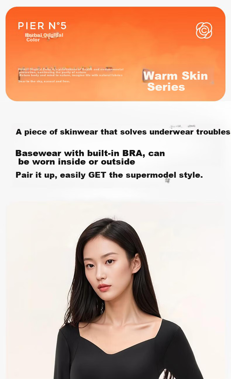 Herbal Original Padded Thermal Underwear for Women Autumn Shirt Camellia Oil Hyaluronic Acid Skin Care Base Layer Heating Top 1