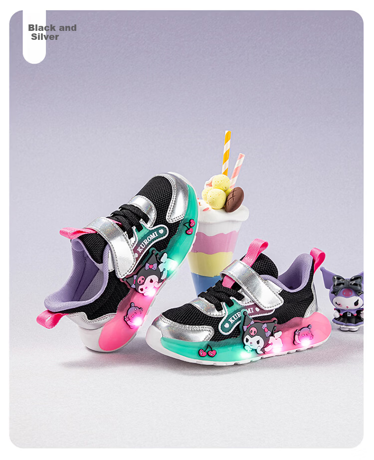 Hello Kitty Kids Girls Sports Shoes Melody Children's Light-Up Running Shoes Lightweight Sneakers 6601 Mauve Pink Size 28 18