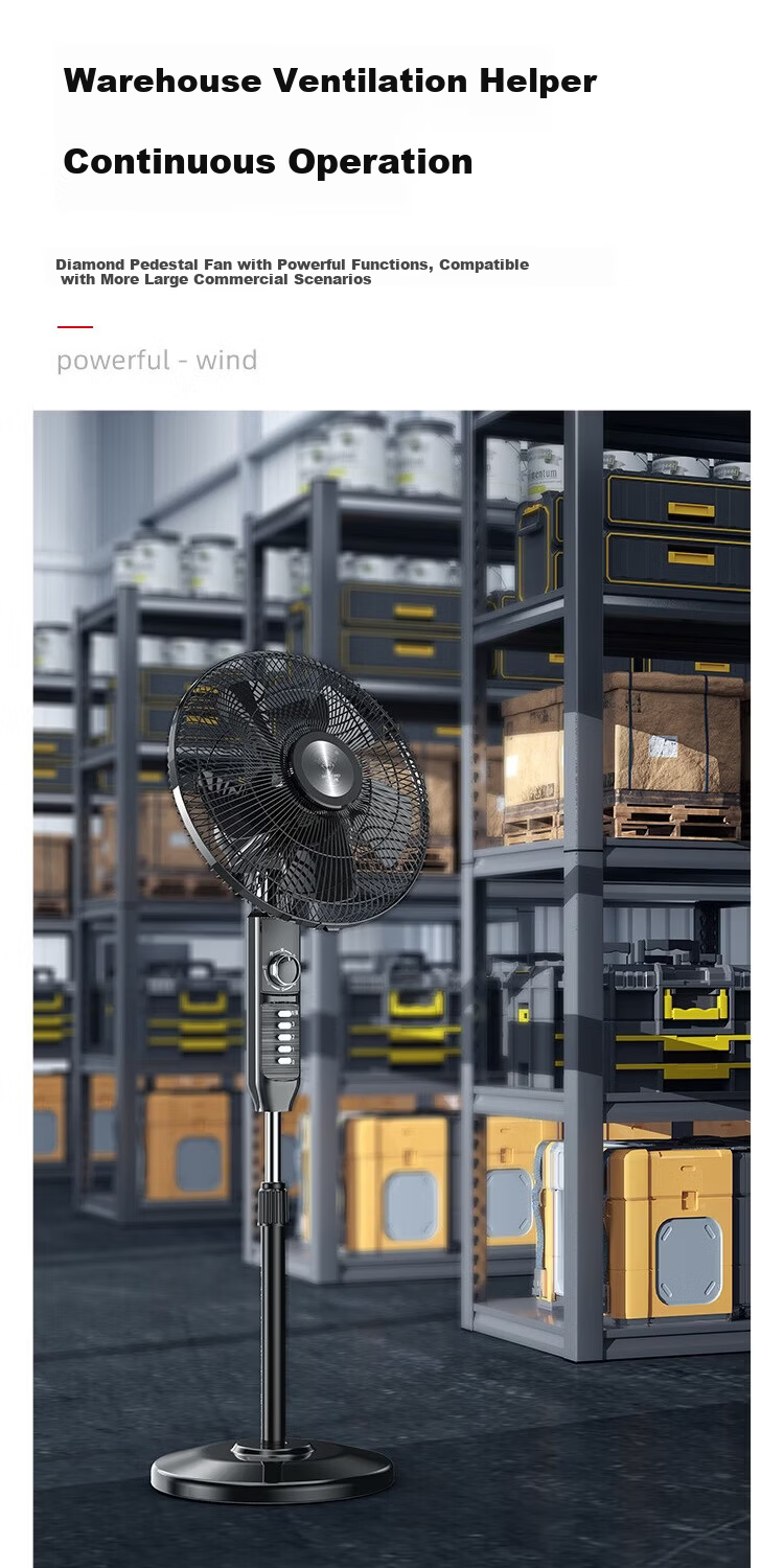 DIAMOND Floor Fan Home Use DC Inverter Energy Level 1 Copper Motor Standing Fan 7-Blade Quiet Energy-Saving Strong Wind Long-Distance Fan MX 12