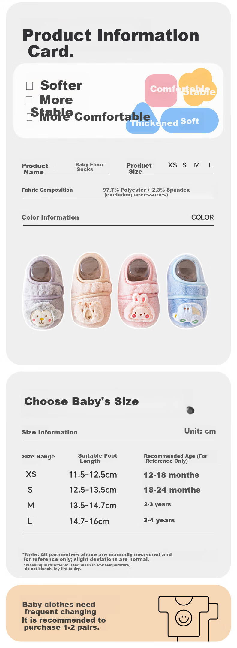 Babyprints Baby Floor Socks Autumn Winter Toddler Walking Socks Thickened Warm Soft Sole Indoor Shoes Socks Coffee Bear S 3