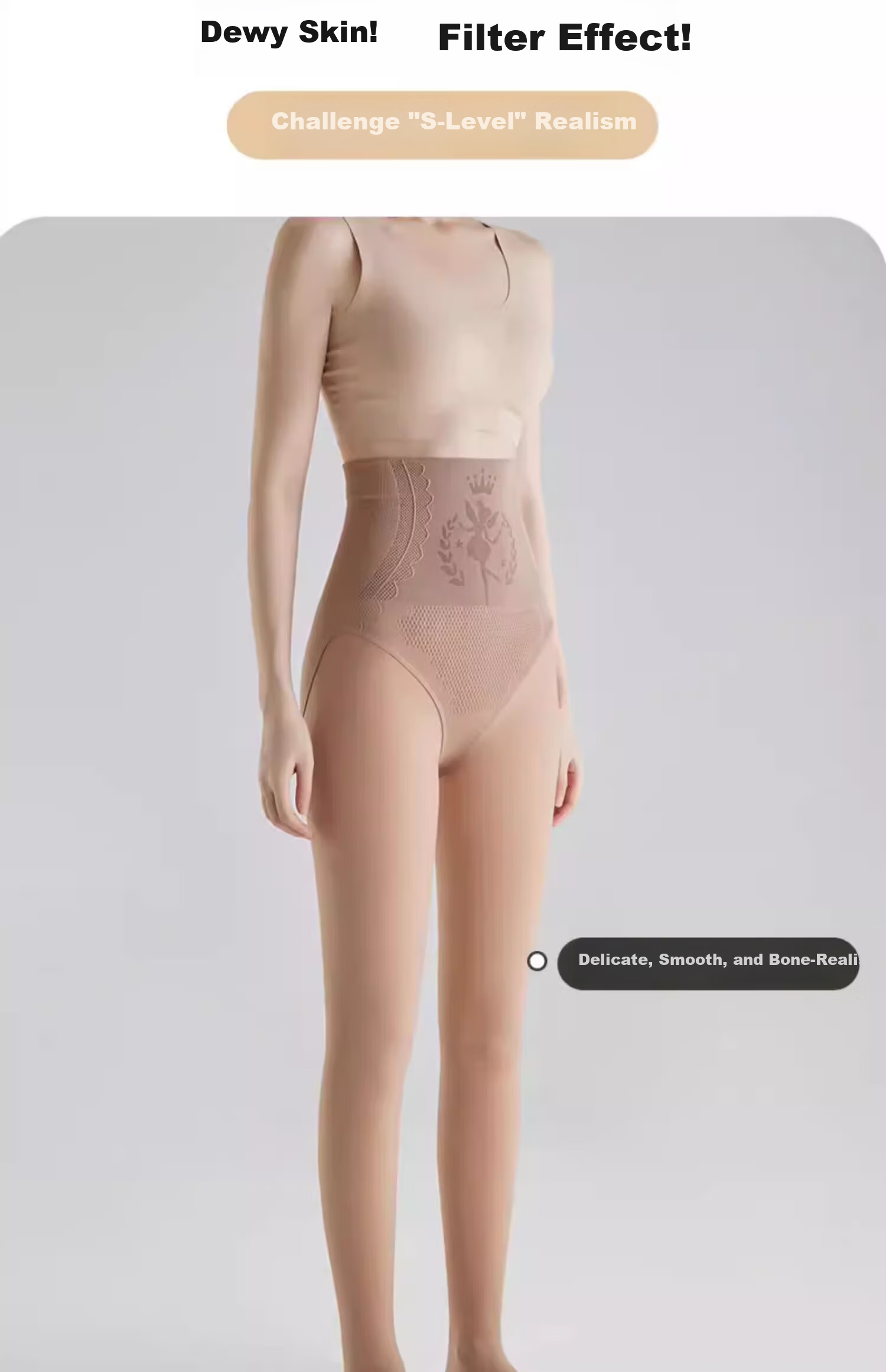 Caramella Autumn Winter Fleece-Lined Thickened Warm Skin-Tone Shiny Tights High-Waist Abdomen Control Butt-Lifting Leggings 3