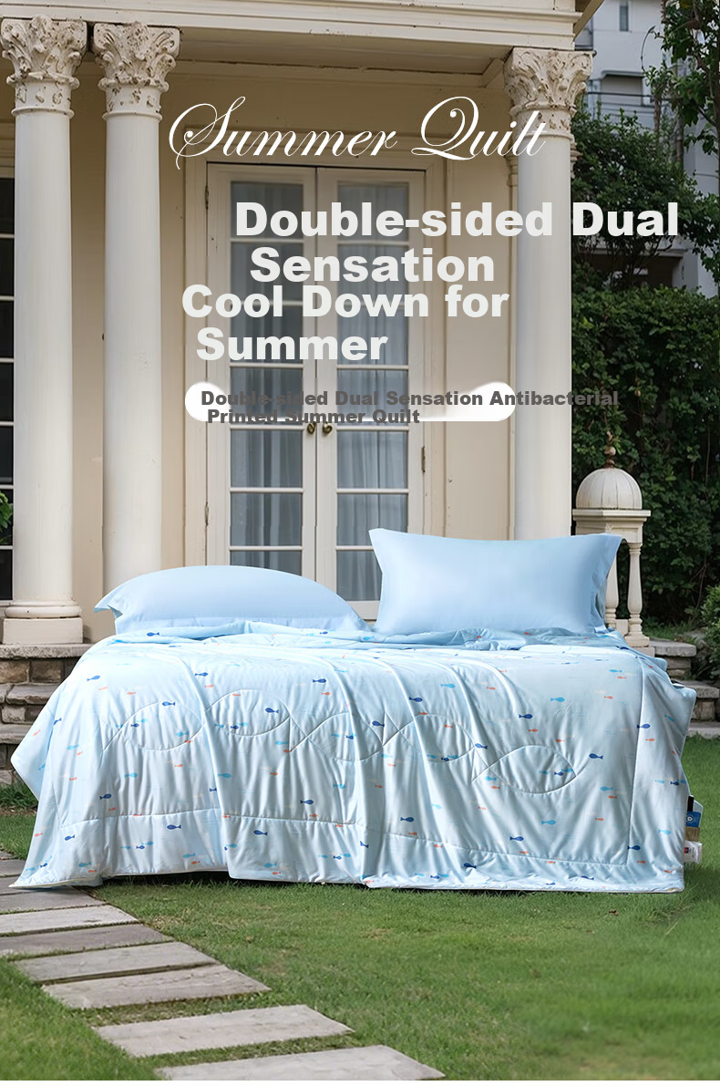 Fuanna Summer Cooling Quilt Washable Antibacterial Cooling Blanket Summer Printed Air Conditioning Quilt Core Double Summer Quilt 203×229cm 1