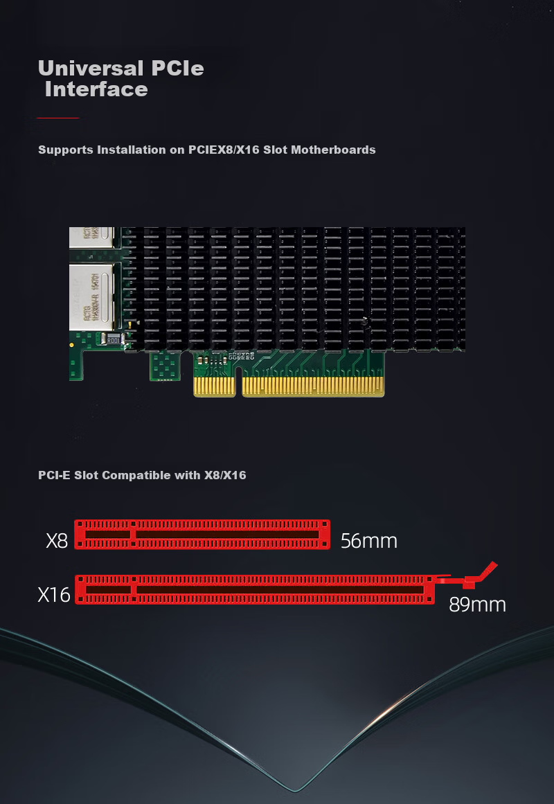 Xike 10 Gigabit Ethernet Card, PCIE to 10G Network Card, Marvell AQC113C Main Controller Chip, Gaming Network Card, Desktop Network Card, 10G Single Gigabit Electrical Port Network Card 4