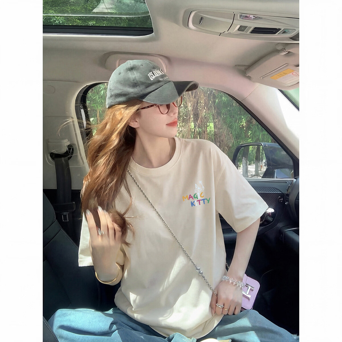TonLion 2026 Summer Women's Cartoon Print Front and Back Short Sleeve T-Shirt Casual Versatile Fashion High-End Women's Tee