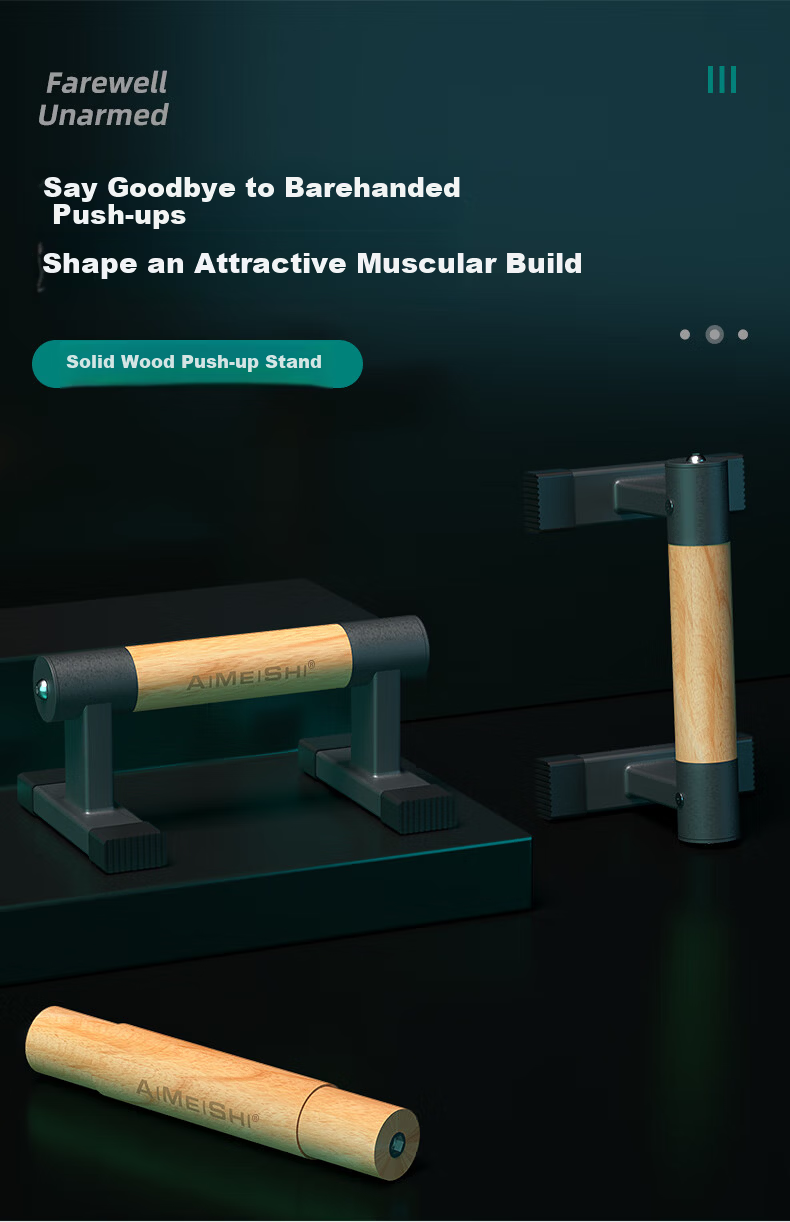 AiMeiShi Wooden Push-Up Stand Male Training Aid Solid Wood Street Workout Russian Style Back Extension I-Shaped Support 1