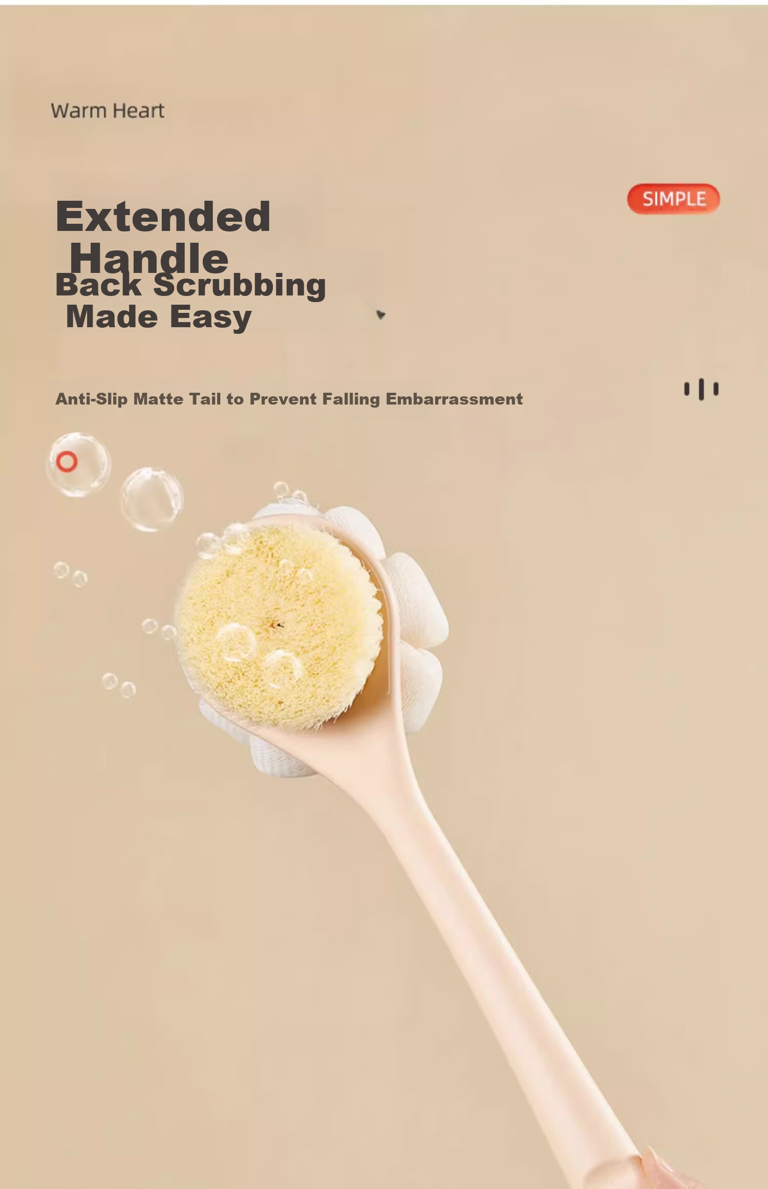 Youqin Long Handle Soft Bristle Double-Sided Bath Brush Exfoliating Scrub Brush Body Scrubber 10