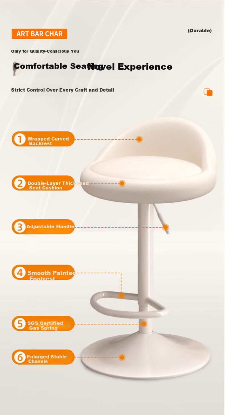 Jingcai Adjustable Bar Stool Home Bar Chair High Stool Reception Chair Front Desk Chair JBY09 Beige 4