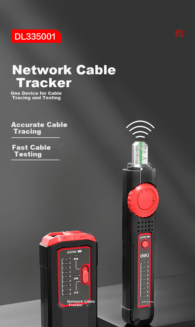 Deli Multifunctional Network Cable Tester Telephone Line Tracker Network Line Tracing Instrument 1