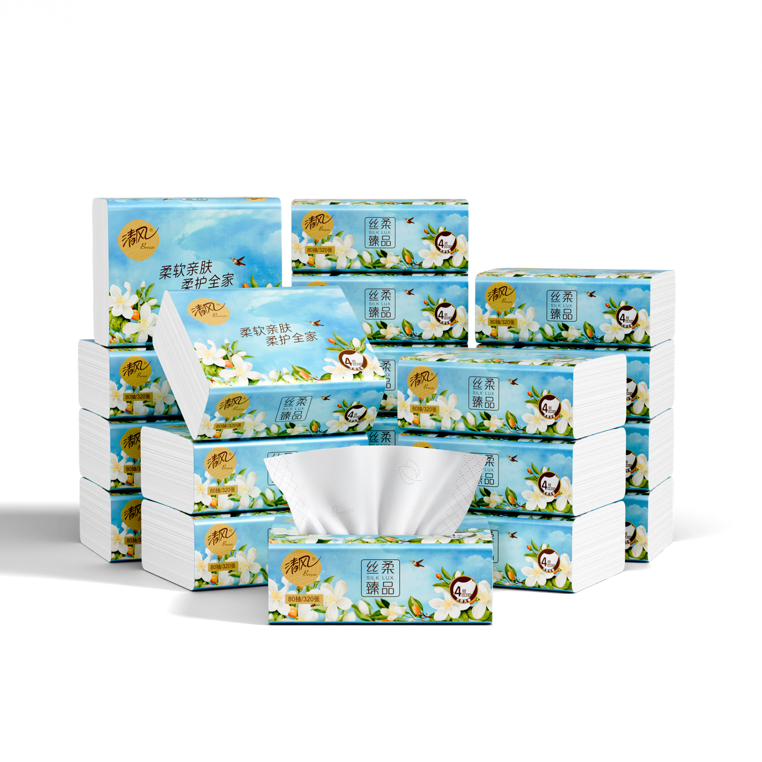 APP Facial Tissues, Silky Premium 4-Ply 80 Sheets * 20 Packs S Size, Toilet Paper, Thick Tissues, Face Towels, Whole Box