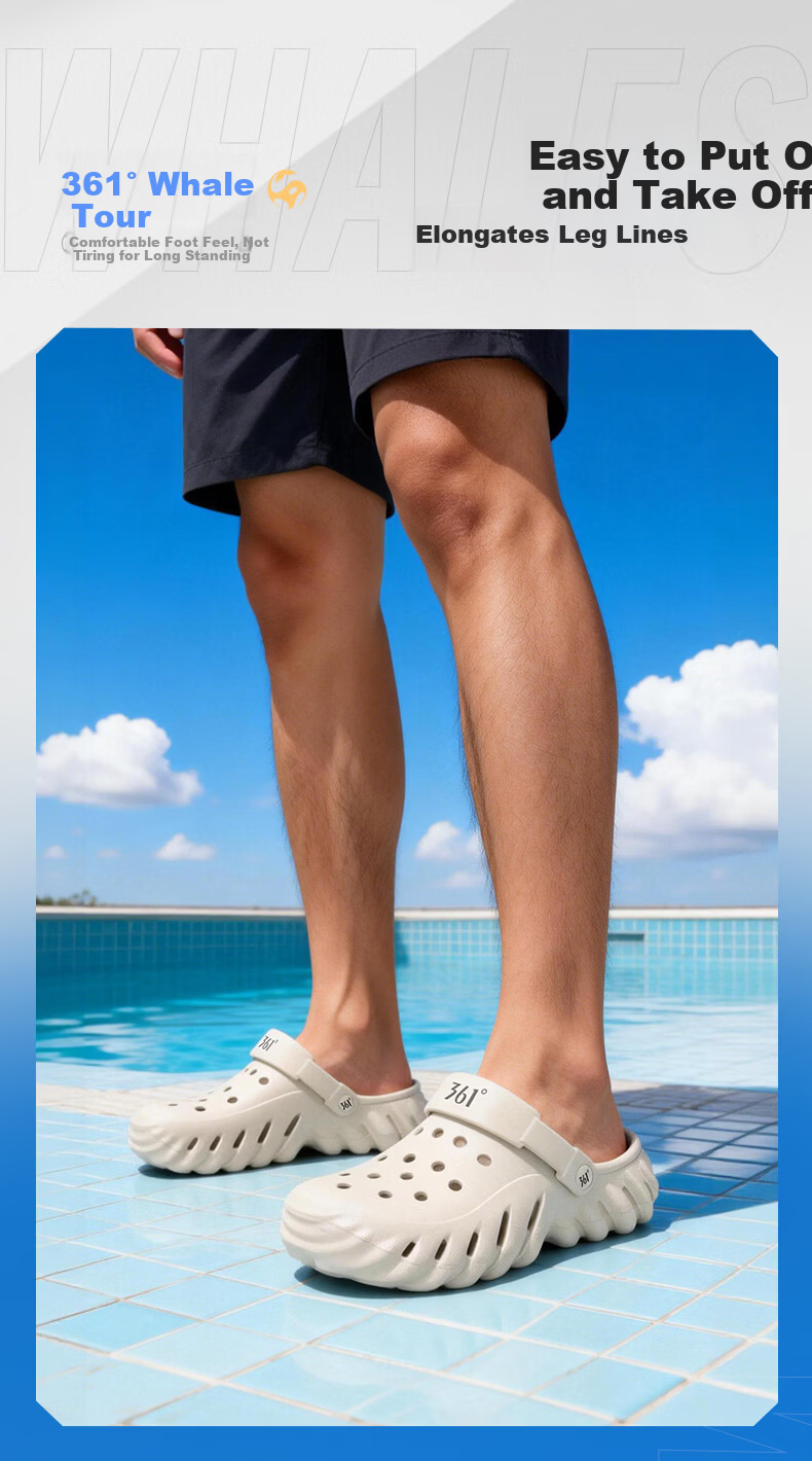361° Whale Thick-Soled Clog Men's 2026 New Summer Quick-Dry Creek Shoes Non-Slip Slippers Men's Beach Shoes 7
